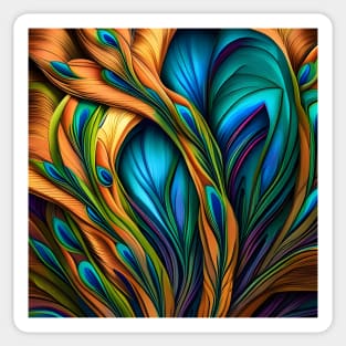 Dreamy Peacock Feathers Abstract Design Sticker